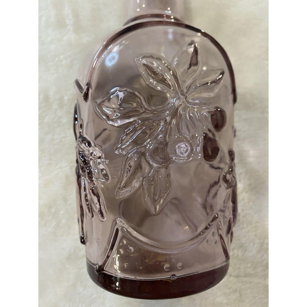 vintage 1980s Libbey of Canada embossed fruit glass decanter Purple Victorian 3D - Picture 8 of 11